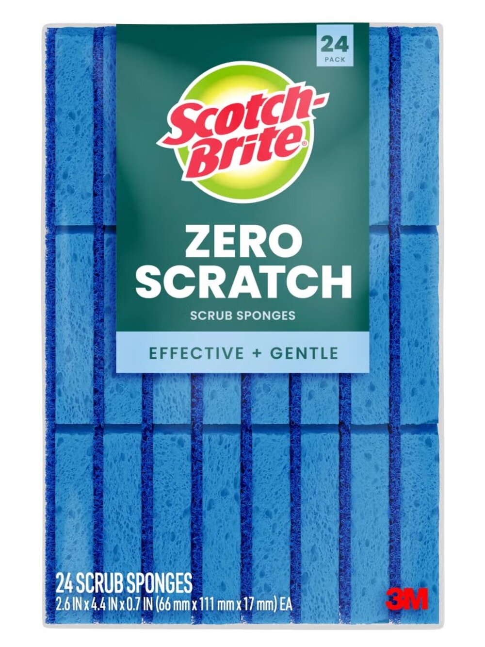 Scotch-Brite Zero Scratch Scrub Sponges, Individually Wrapped - 24 Count